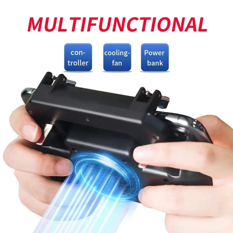 Mobile PUBG Trigger Gamepad Controller for iPhone & Android with Cooler - Gaming Joystick for Free Fire and PUBG