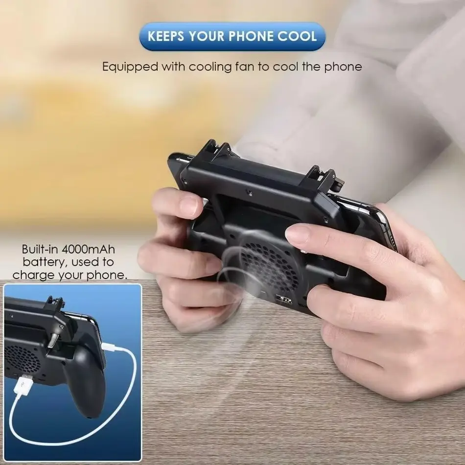 Mobile PUBG Trigger Gamepad Controller for iPhone & Android with Cooler - Gaming Joystick for Free Fire and PUBG