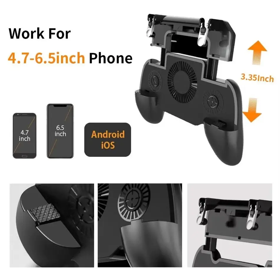 Mobile PUBG Trigger Gamepad Controller for iPhone & Android with Cooler - Gaming Joystick for Free Fire and PUBG
