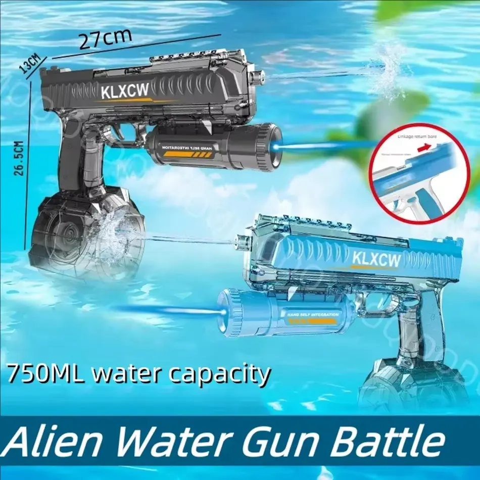 New Drum Electric Burst Water Gun Toy with LED Laser – Large Capacity Sprayer for Summer Pool and Outdoor Fun