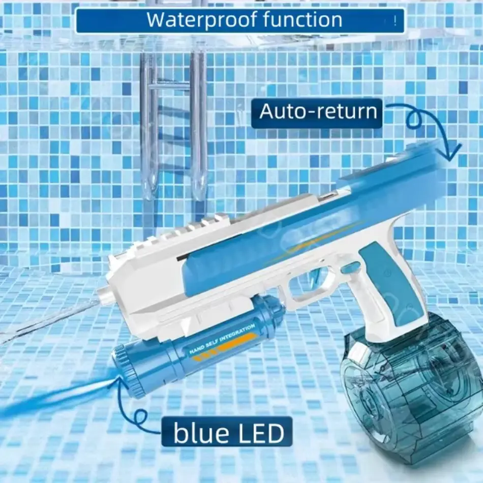 New Drum Electric Burst Water Gun Toy with LED Laser – Large Capacity Sprayer for Summer Pool and Outdoor Fun