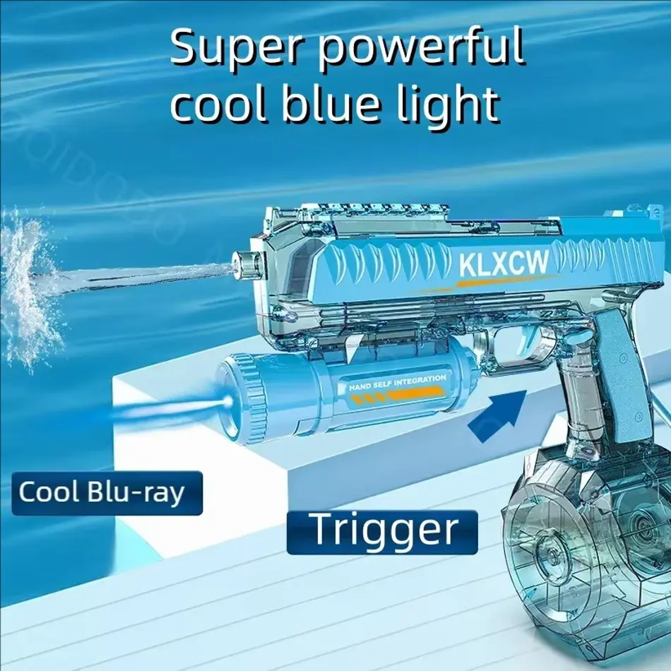 New Drum Electric Burst Water Gun Toy with LED Laser – Large Capacity Sprayer for Summer Pool and Outdoor Fun