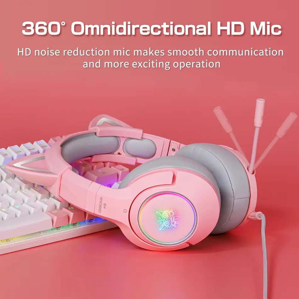 ONIKUMA B5 Wireless Gaming Headset with RGB Lighting & HD Mic – Stereo Earphones for PC, PS5, and Gaming Consoles