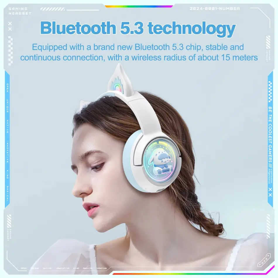 ONIKUMA B5 Wireless Gaming Headset with RGB Lighting & HD Mic – Stereo Earphones for PC, PS5, and Gaming Consoles
