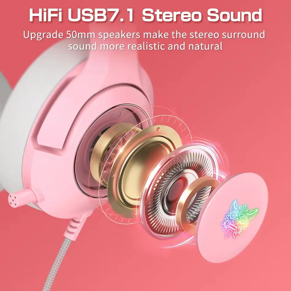 ONIKUMA B5 Wireless Gaming Headset with RGB Lighting & HD Mic – Stereo Earphones for PC, PS5, and Gaming Consoles