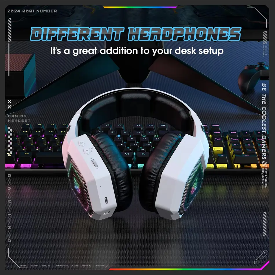 ONIKUMA GT806 Wireless Gaming Headset – 2.4GHz HiFi Surround Sound with Noise-Canceling Mic for PC & Laptop