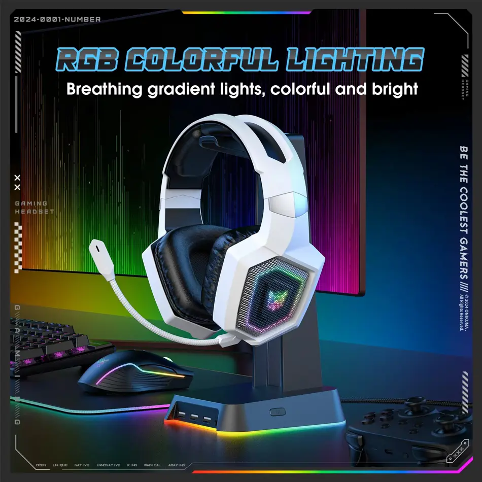 ONIKUMA GT806 Wireless Gaming Headset – 2.4GHz HiFi Surround Sound with Noise-Canceling Mic for PC & Laptop