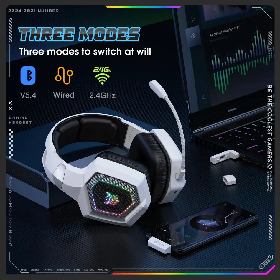 ONIKUMA GT806 Wireless Gaming Headset – 2.4GHz HiFi Surround Sound with Noise-Canceling Mic for PC & Laptop