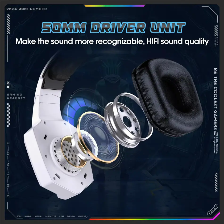 ONIKUMA GT806 Wireless Gaming Headset – 2.4GHz HiFi Surround Sound with Noise-Canceling Mic for PC & Laptop
