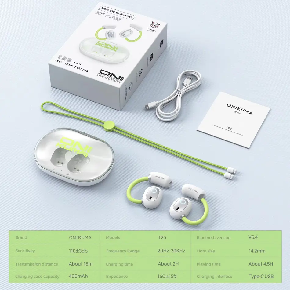  ONIKUMA High-Performance White Neckband Headphones – Durable, Stereo Surround Sound for Sports & Gaming