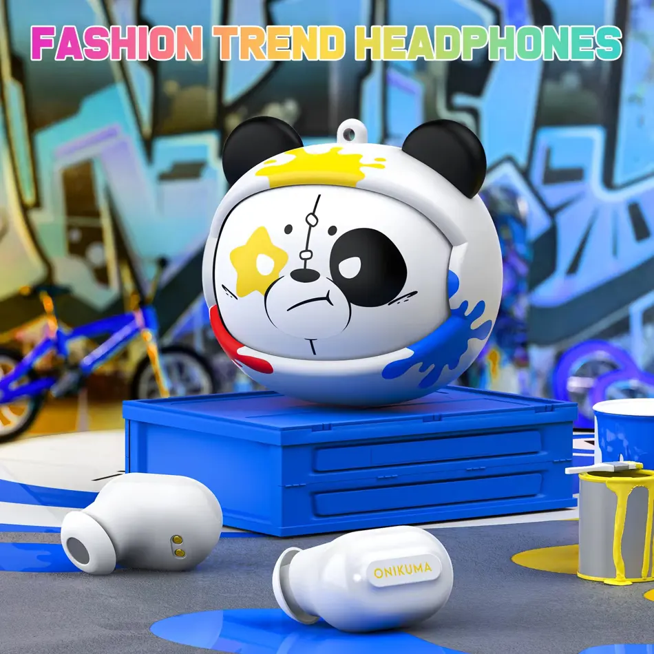 ONIKUMA T20 Wireless In-Ear Headphones - White Anime Cartoon Style