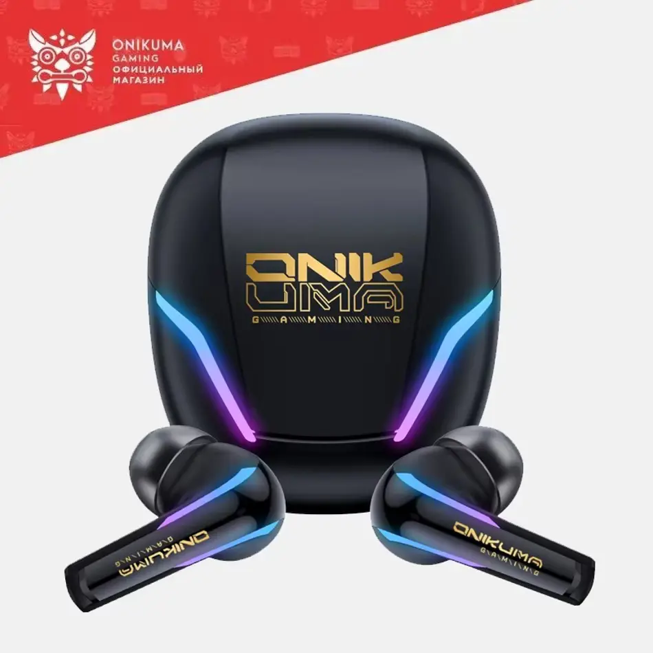 ONIKUMA T27 Dual Mode Wireless Gaming Earbuds with 2.4GHz & Bluetooth, RGB Lighting, Touch Control, Low Latency Headset with Charging Case
