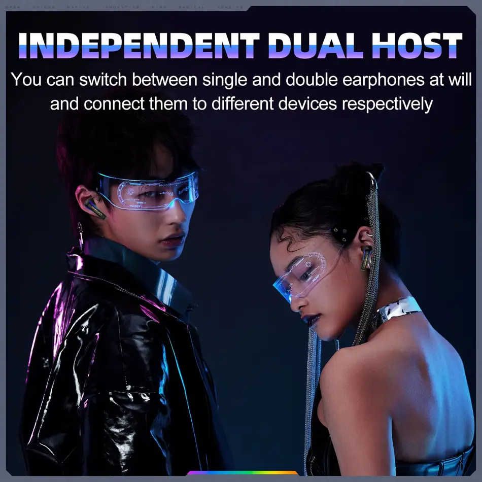 ONIKUMA T27 Dual Mode Wireless Gaming Earbuds with 2.4GHz & Bluetooth, RGB Lighting, Touch Control, Low Latency Headset with Charging Case