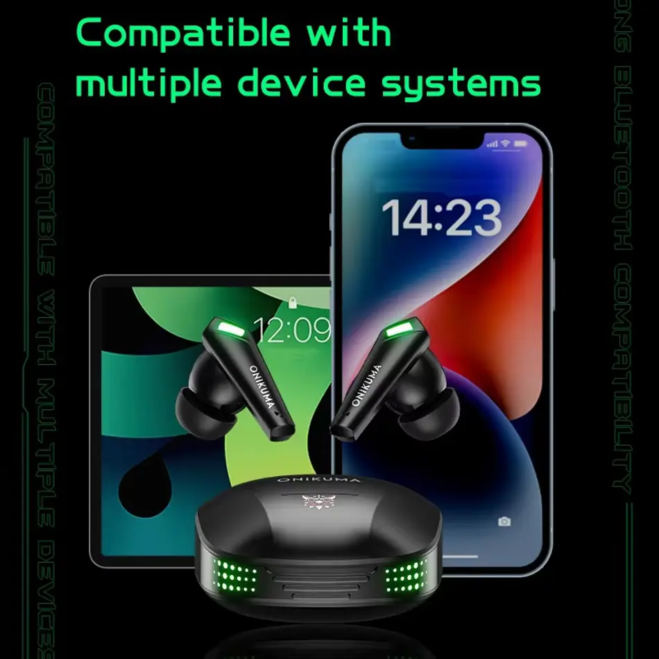 ONIKUMA T308 Wireless Gaming Earbuds with Mic – TWS Noise Cancelling Bluetooth Headset, Touch Control, Stereo Sound