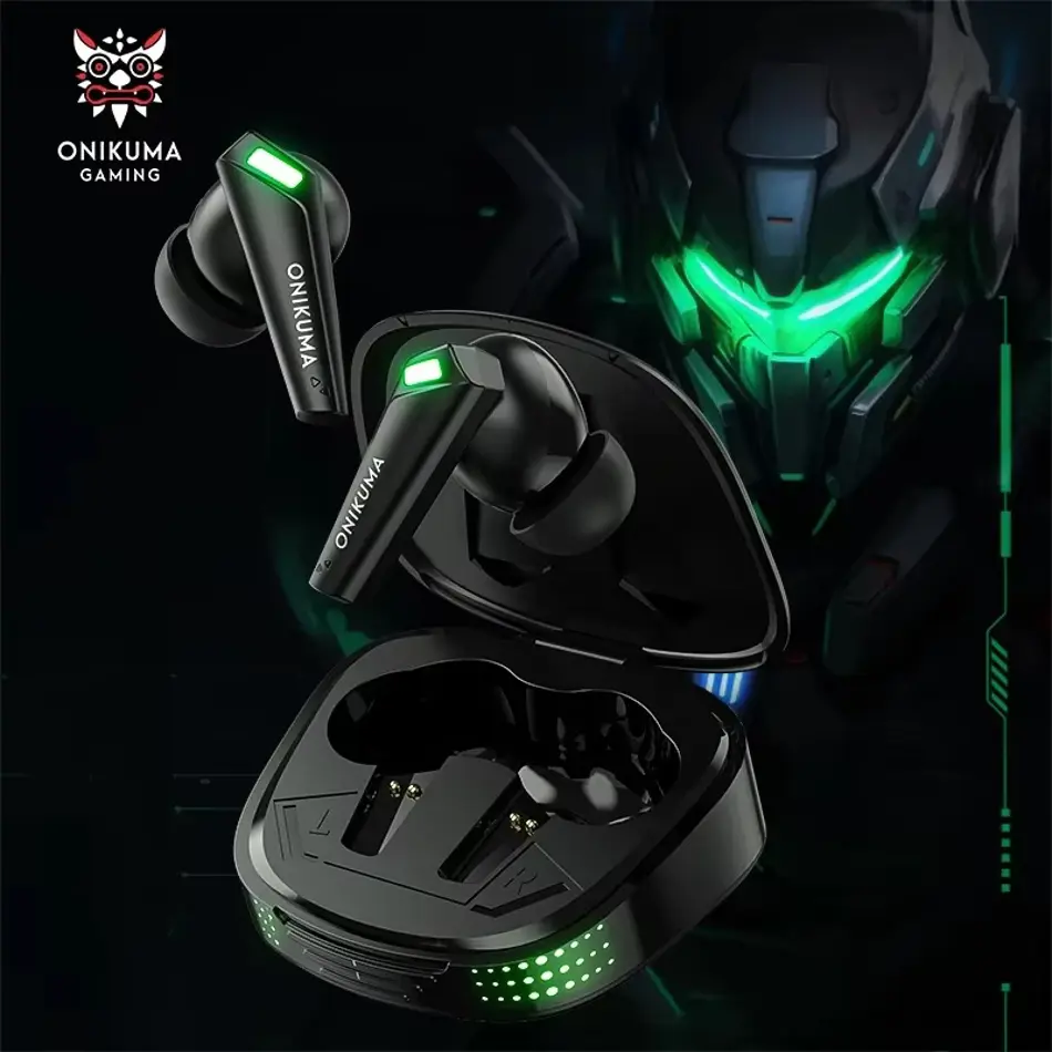 ONIKUMA T308 Wireless Gaming Earbuds with Mic – TWS Noise Cancelling Bluetooth Headset, Touch Control, Stereo Sound
