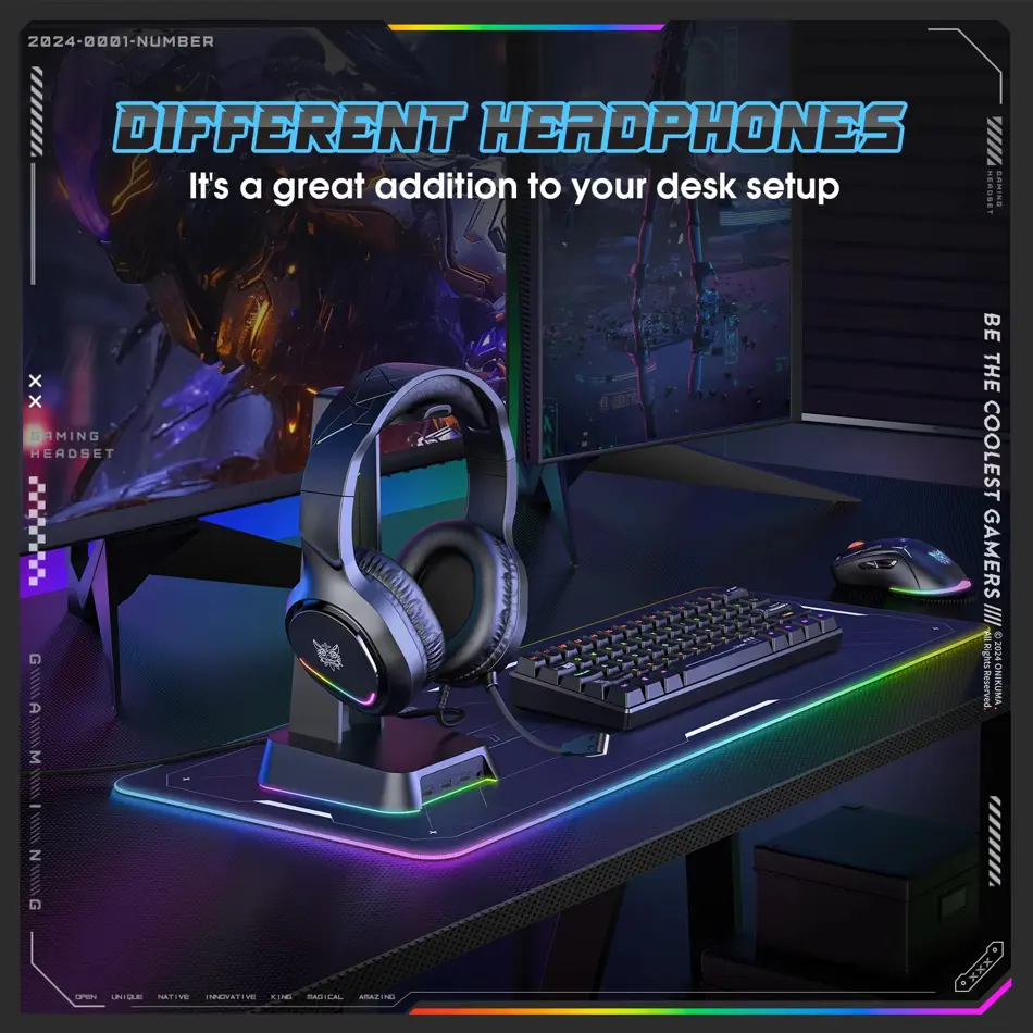 ONIKUMA X31 RGB Wired Gaming Headset – Surround Sound Over-Ear Headphones for PC, Xbox, PS4 & Mobile