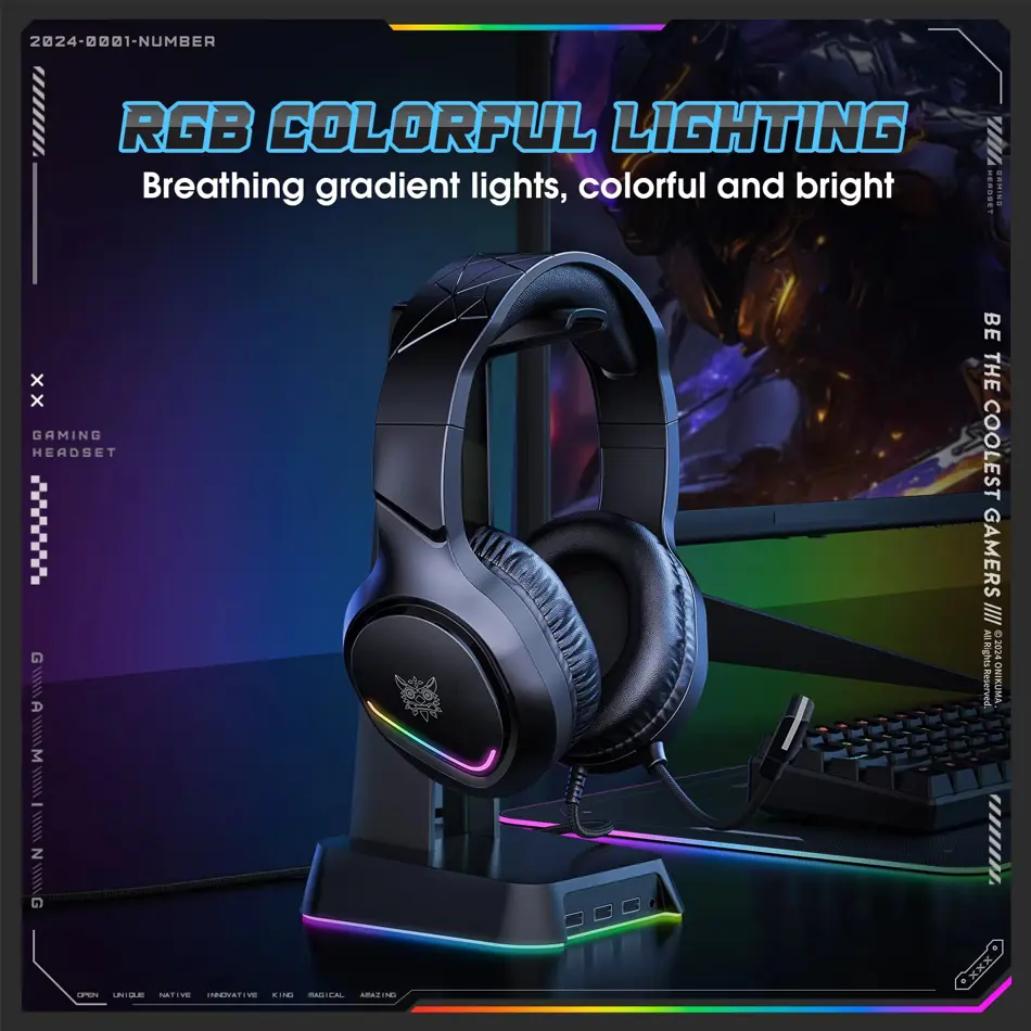 ONIKUMA X31 RGB Wired Gaming Headset – Surround Sound Over-Ear Headphones for PC, Xbox, PS4 & Mobile