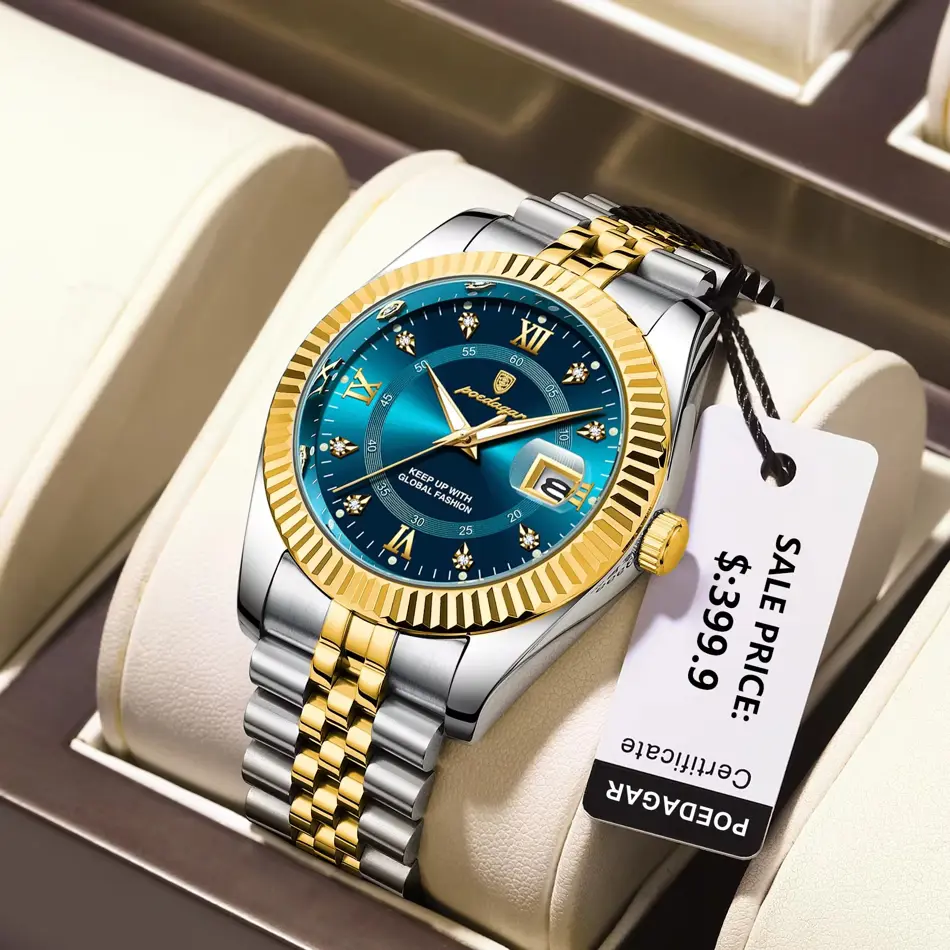 POEDAGAR Luxury Military Sports Watch for Men – Waterproof Quartz with Luminous Display & Stainless Steel Strap