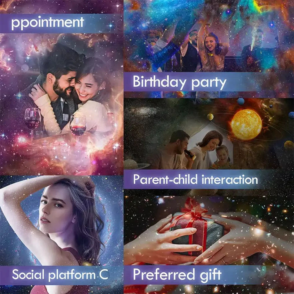 Planetarium Galaxy Star Projector – 13 Film Sheets for Ultimate Starry Night Ambience, Romantic Room