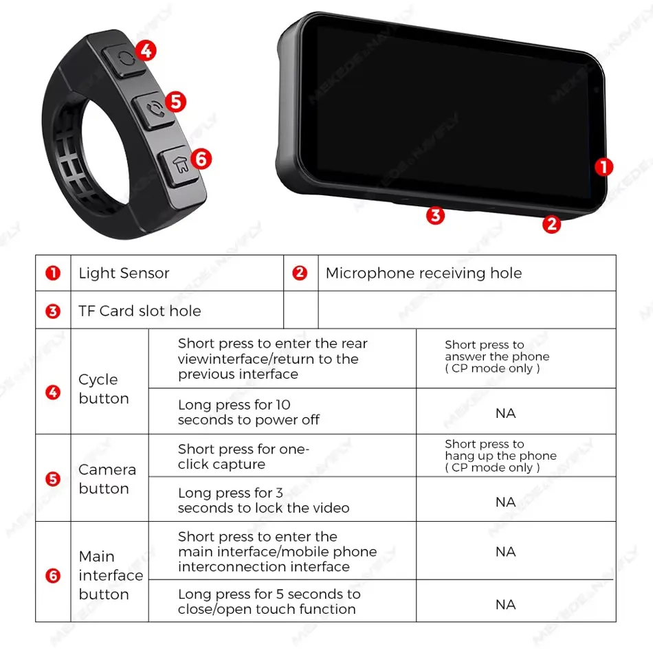 Portable 6.25" Waterproof Motorcycle GPS with Wireless CarPlay, Android Auto & DVR Drive Recorder