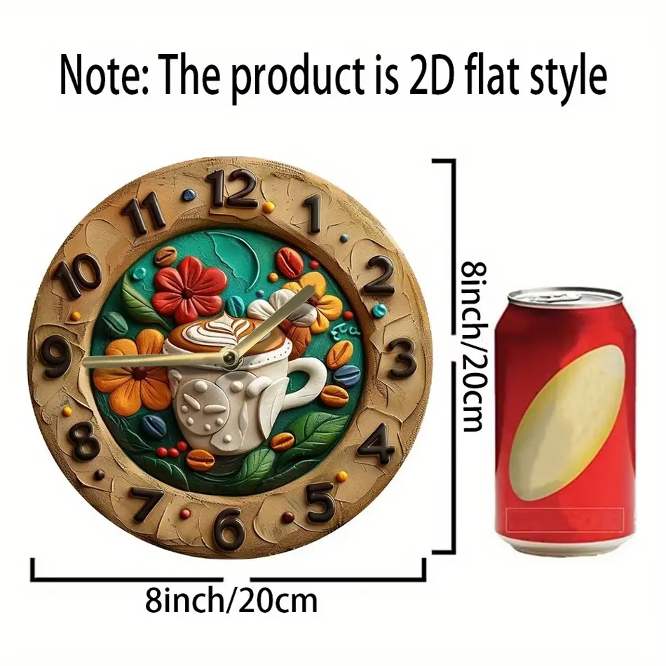 Rustic Wooden Wall Clock – Coffee Lover’s Kitchen Decor | Vintage Café Style
