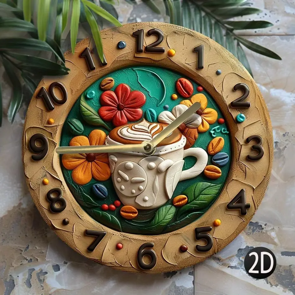 Rustic Wooden Wall Clock – Coffee Lover’s Kitchen Decor | Vintage Café Style