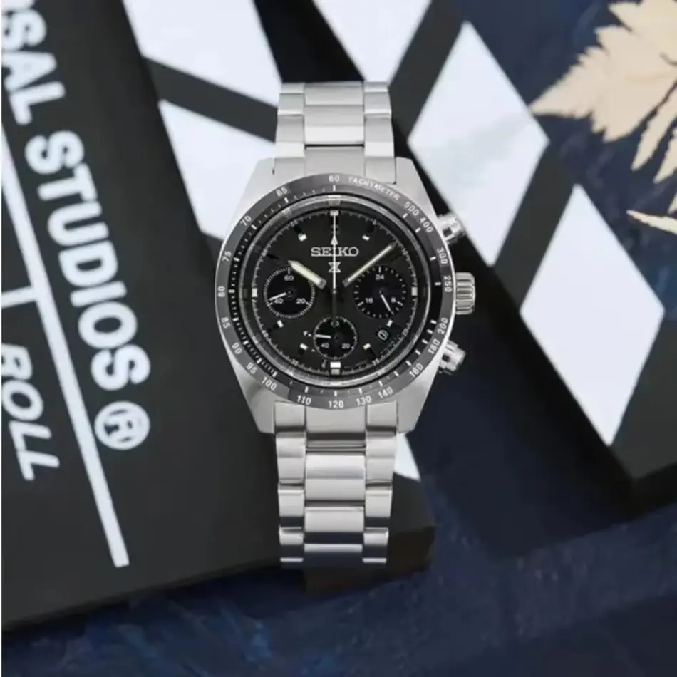Seiko SSC813P1 Panda Chronograph Men's Watch – Premium Stainless Steel, Solar-Powered, Date Display