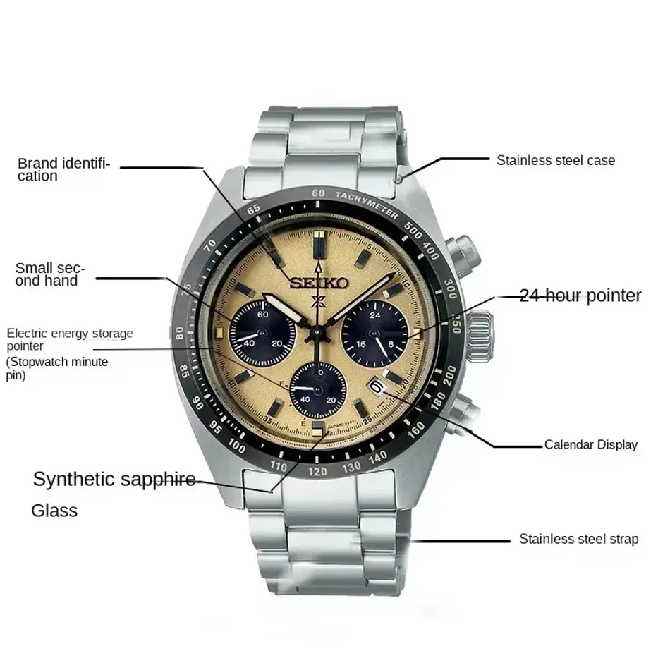Seiko SSC813P1 Panda Chronograph Men's Watch – Premium Stainless Steel, Solar-Powered, Date Display