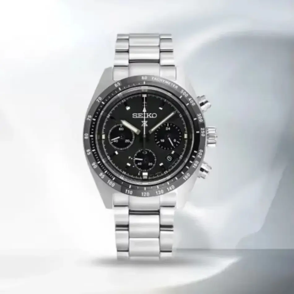 Seiko SSC813P1 Panda Chronograph Men's Watch – Premium Stainless Steel, Solar-Powered, Date Display