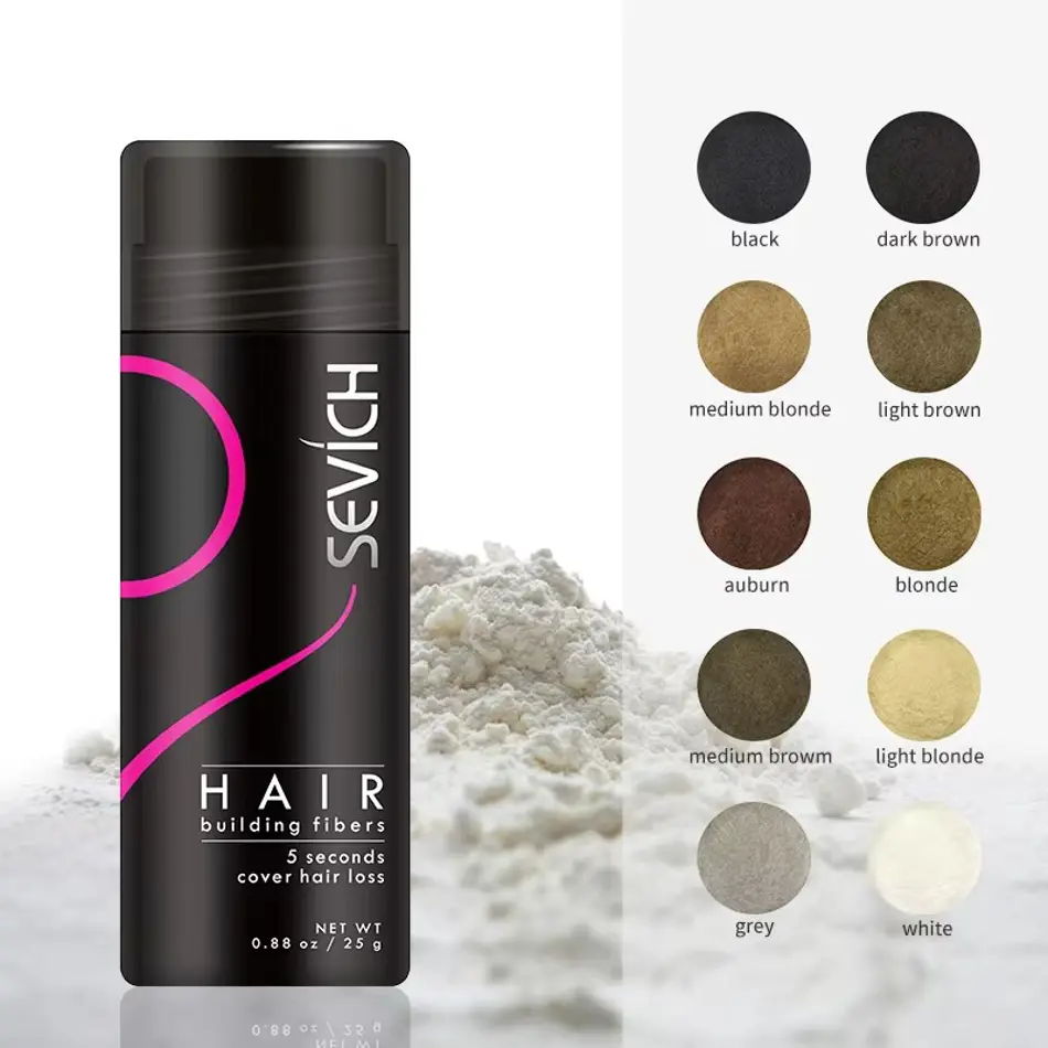 Sevich Hair Fiber Set – 3PCS Keratin Hair Building Fibers + Styling Spray + Precision Nozzle for Hair Loss & Thicker Look
