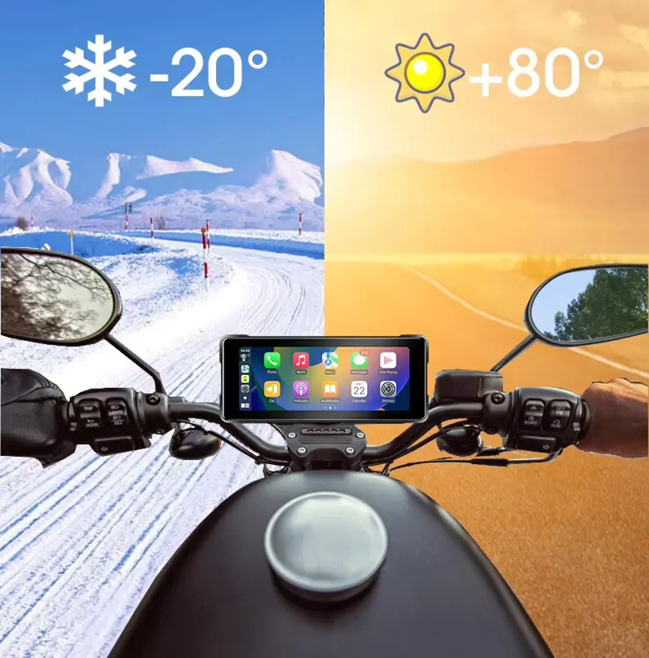 Srnubi 7" Motorcycle GPS Navigation | Wireless CarPlay & Android Auto | IP67 Waterproof Touchscreen Display
