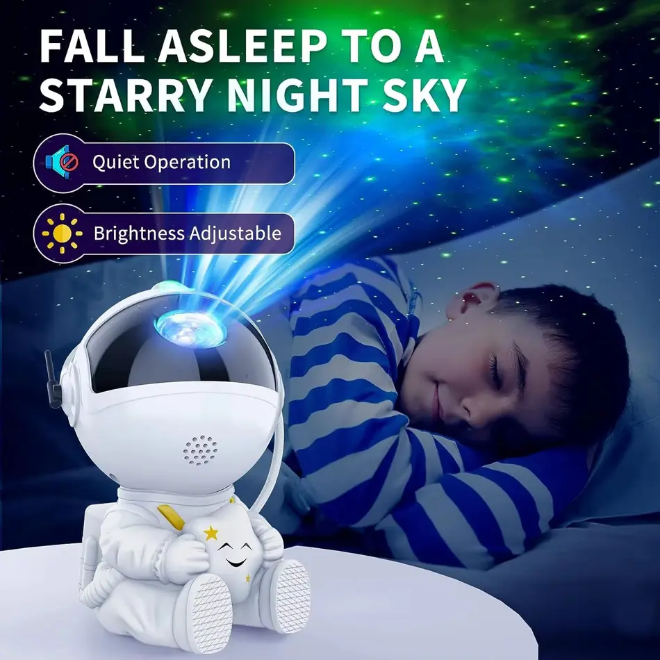 Starry Nebula Astronaut Projector – Black Color LED Galaxy Night Light for Kids
