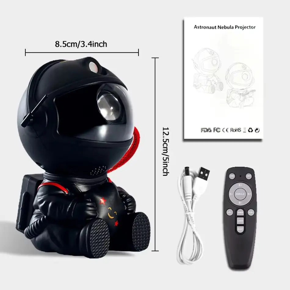 Starry Nebula Astronaut Projector – Black Color LED Galaxy Night Light for Kids