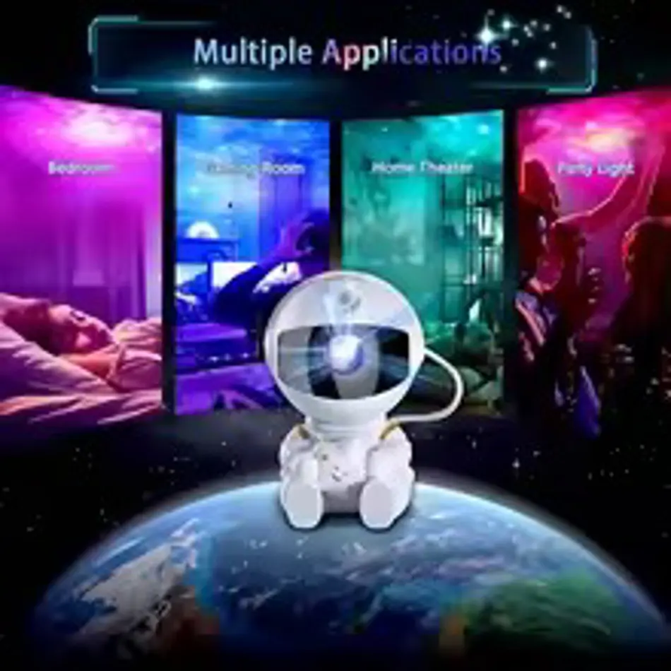 Starry Nebula Astronaut Projector – LED Galaxy Night Light for Kids