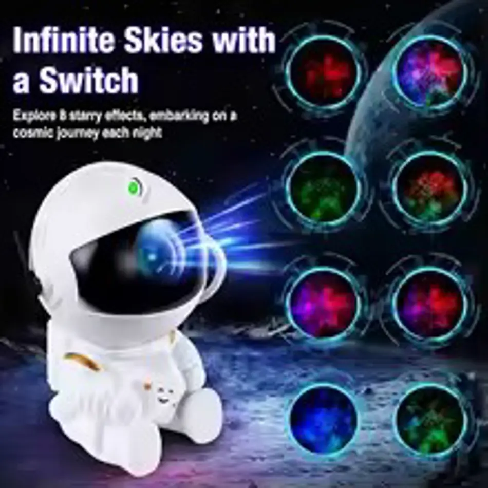 Starry Nebula Astronaut Projector – Black Color LED Galaxy Night Light for Kids