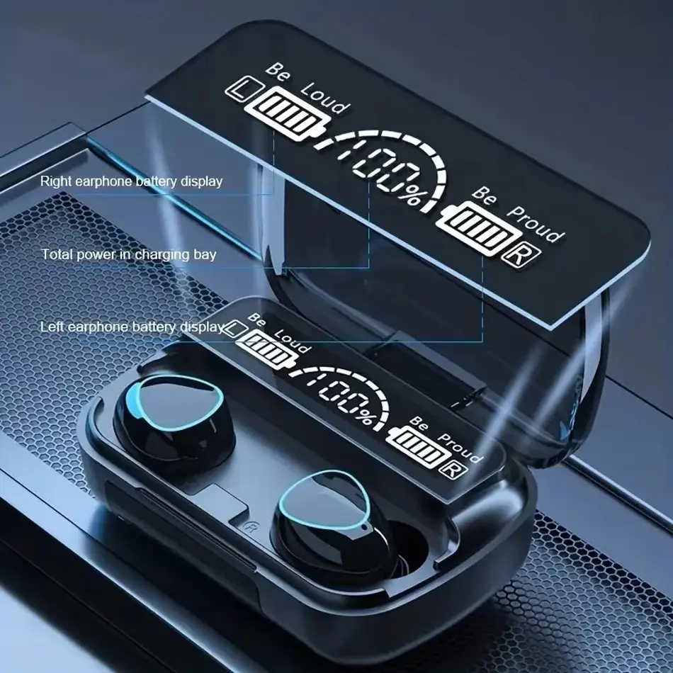 TWS Bluetooth 5.3 Earbuds with Mic & Charging Case – HiFi Noise Cancelling Waterproof Wireless Headphones