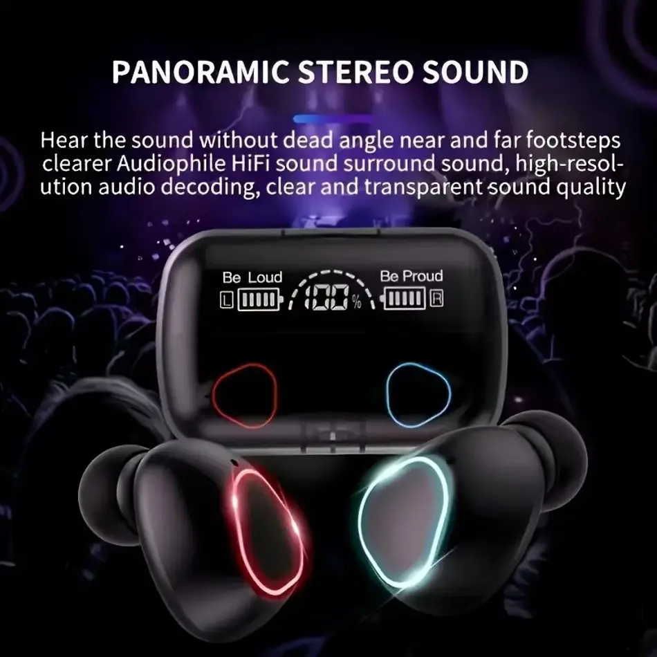 TWS Bluetooth 5.3 Earbuds with Mic & Charging Case – HiFi Noise Cancelling Waterproof Wireless Headphones