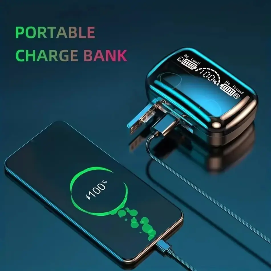 TWS Bluetooth 5.3 Earbuds with Mic & Charging Case – HiFi Noise Cancelling Waterproof Wireless Headphones