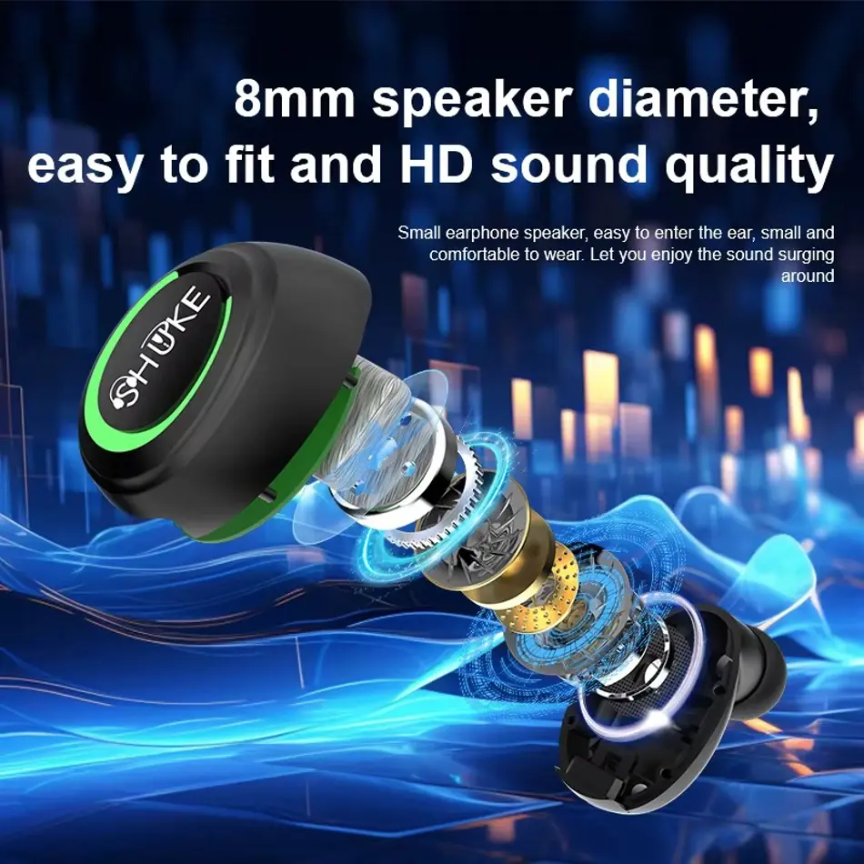 TWS Bluetooth 5.3 Wireless Earbuds – HiFi Stereo, Waterproof, 15H Playtime, Noise Cancelling with Mic