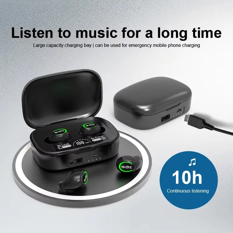 TWS Bluetooth 5.3 Wireless Earbuds – HiFi Stereo, Waterproof, 15H Playtime, Noise Cancelling with Mic