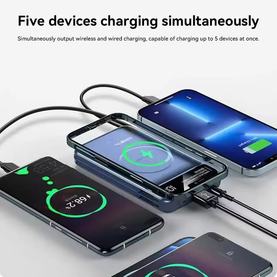 Xiaomi 30000mAh Magnetic Wireless Power Bank | MagSafe, Built-in Cables, Fast Charging for iPhone & Android