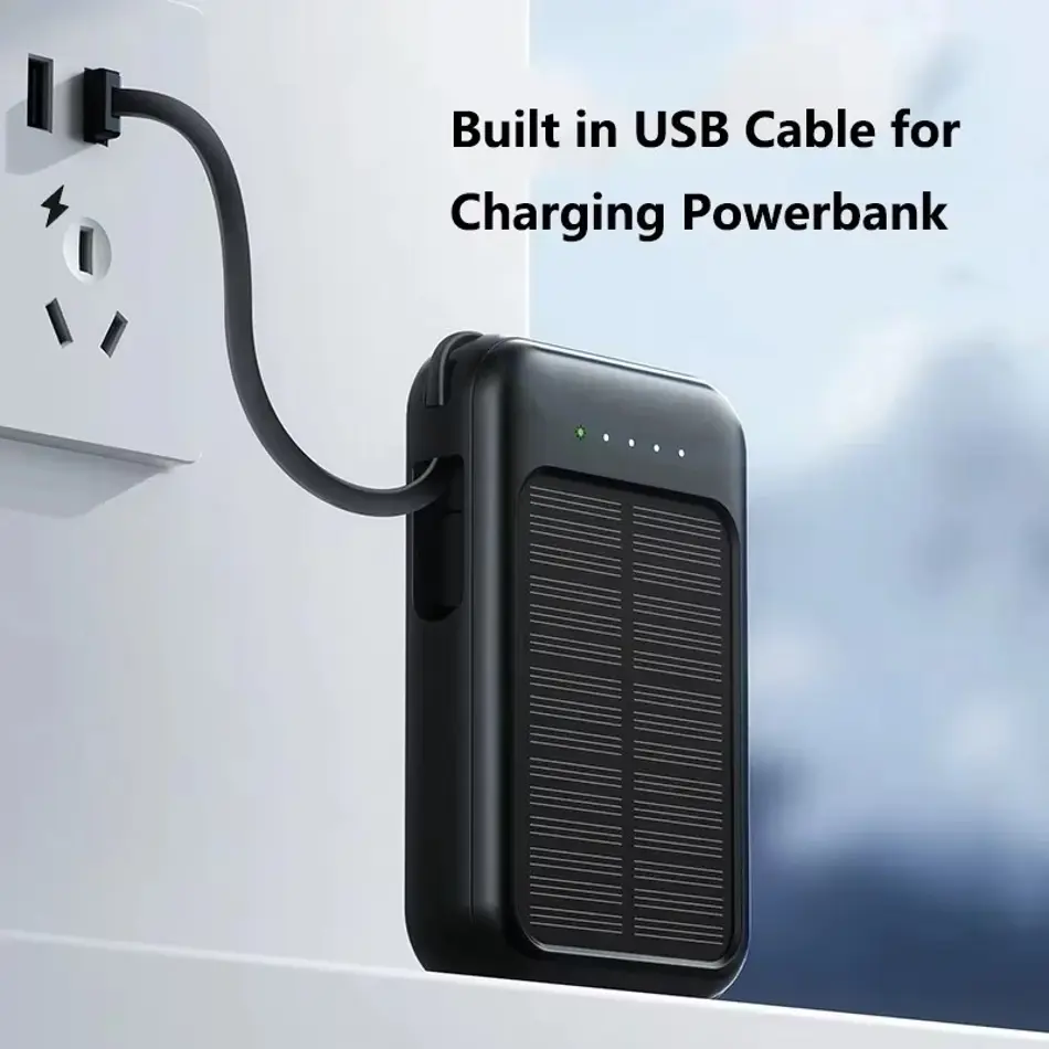 Xiaomi 50000mAh Solar Power Bank – 4 USB Cables, Slim & Portable External Battery Charger for All Phones
