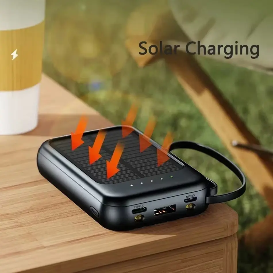 Xiaomi 50000mAh Solar Power Bank – 4 USB Cables, Slim & Portable External Battery Charger for All Phones