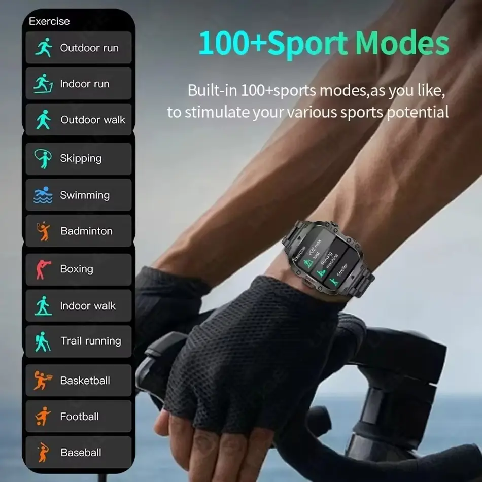 Xiaomi Military Rugged Smartwatch for Men – 2.01" Outdoor Fitness Watch with Bluetooth Calling, AI Voice, IP68 Waterproof – Android & iOS Compatible