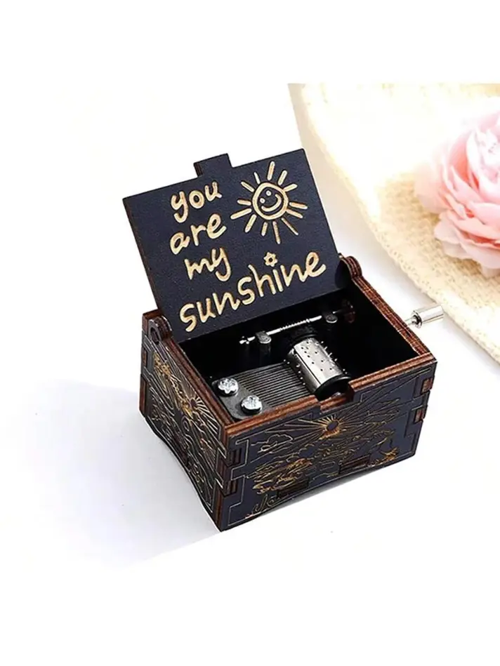 You Are My Sunshine Vintage Wooden Music Box - Hand Crank Musical Gift for Daughter, Wife, Mother, or Friend