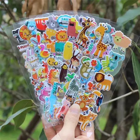 3D Cartoon Stickers Kit - Animal, Robot & Princess Designs for Kids, Bulk Puffy Sticker Set