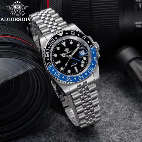 ADDIESDIVE 2024 Luxury Men GMT Quartz Watch - Luminous, 20Bar Waterproof