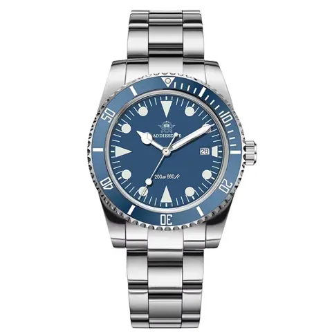 ADDIESDIVE 39MM Men's Stainless Steel Dress Watch – Luminous Quartz Dive Timepiece with Bubble Mirror Glass & 200M Water Resistance