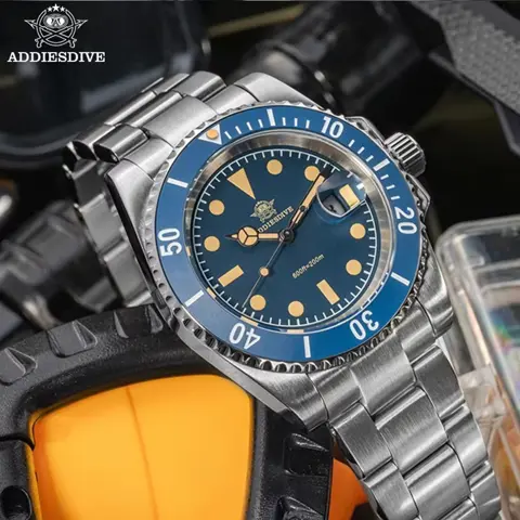 ADDIESDIVE 39mm Men's Automatic Dive Watch – NH35 Movement, Calendar, 100M Waterproof, Stainless Steel Mechanical Wristwatch