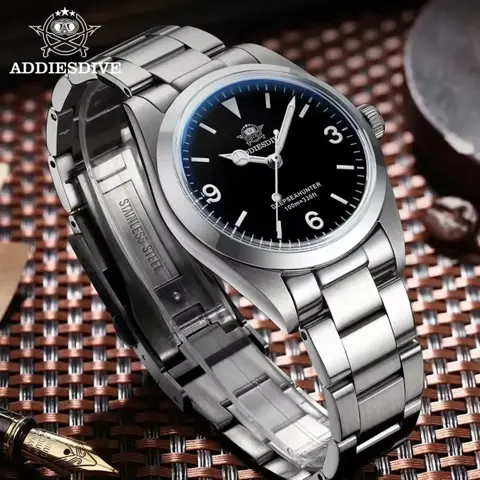 ADDIESDIVE AD2025 Men's Quartz Dive Watch – 100M Waterproof, Stainless Steel, Sapphire Glass, Luminous Hands, Luxury Sport Watch